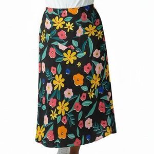 NEW Neon Rose Retro Floral Maxi Skirt Women 18 Long Lightweight Unlined Crepe